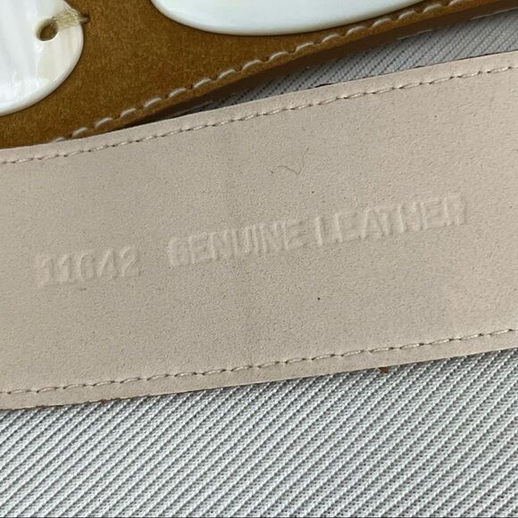 Another Line Genuine Suede Fringe Tie Waist Belt With Abalone Style Accents M - Picture 4 of 5